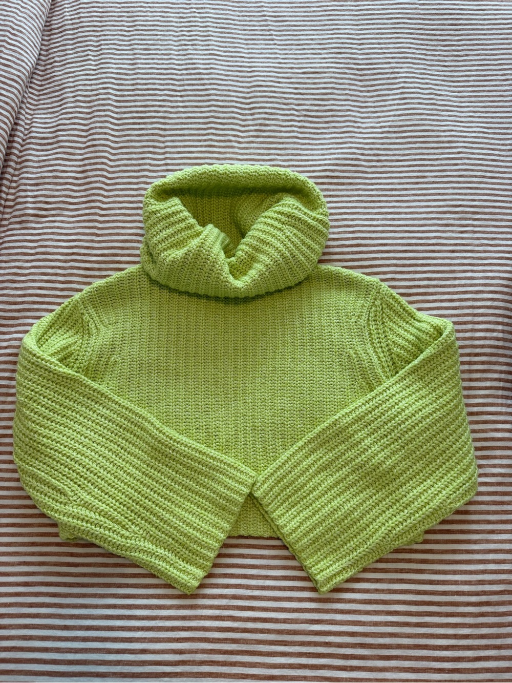 Express Cropped Turtleneck Sweater in Lime